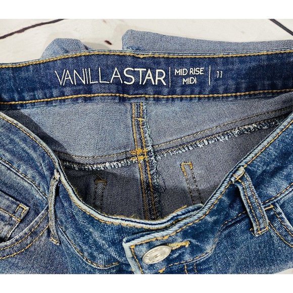 Vanilla Star Jean Shorts Sz 11 Denim Rolled Cuff Booty Mini Juniors Raw Hem - Picture 6 of 7